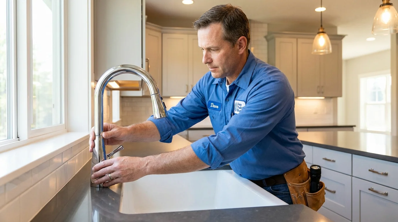Kitchen faucet installation by Johns Plumbing LLC in Boron