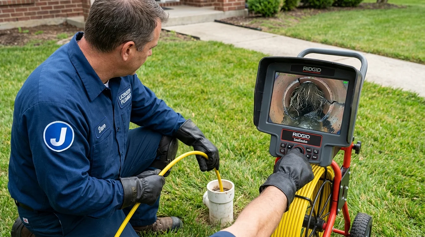 Sewer camera inspection being performed by Johns Plumbing LLC in Boron